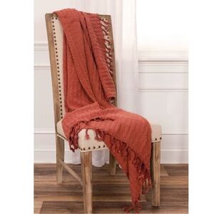50"x60" Textured Striped Throw Blanket - Rizzy Home Terracotta
